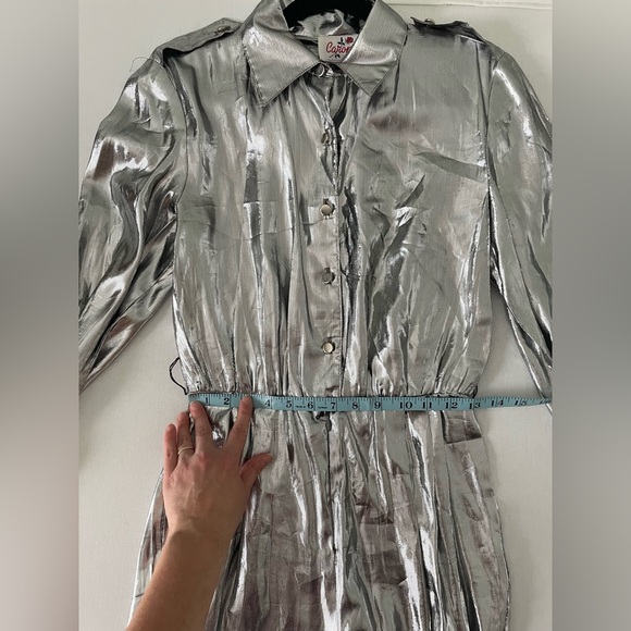 Vintage Silver Metallic Jumpsuit Caron Chicago Size 10 - Picture 6 of 8